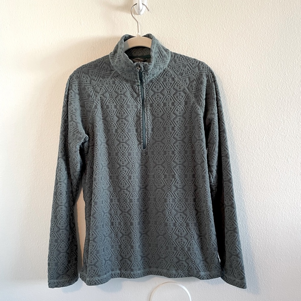 Eddie Bauer Aztec quart zip fleece. Teal, size Medium. Gently worn.